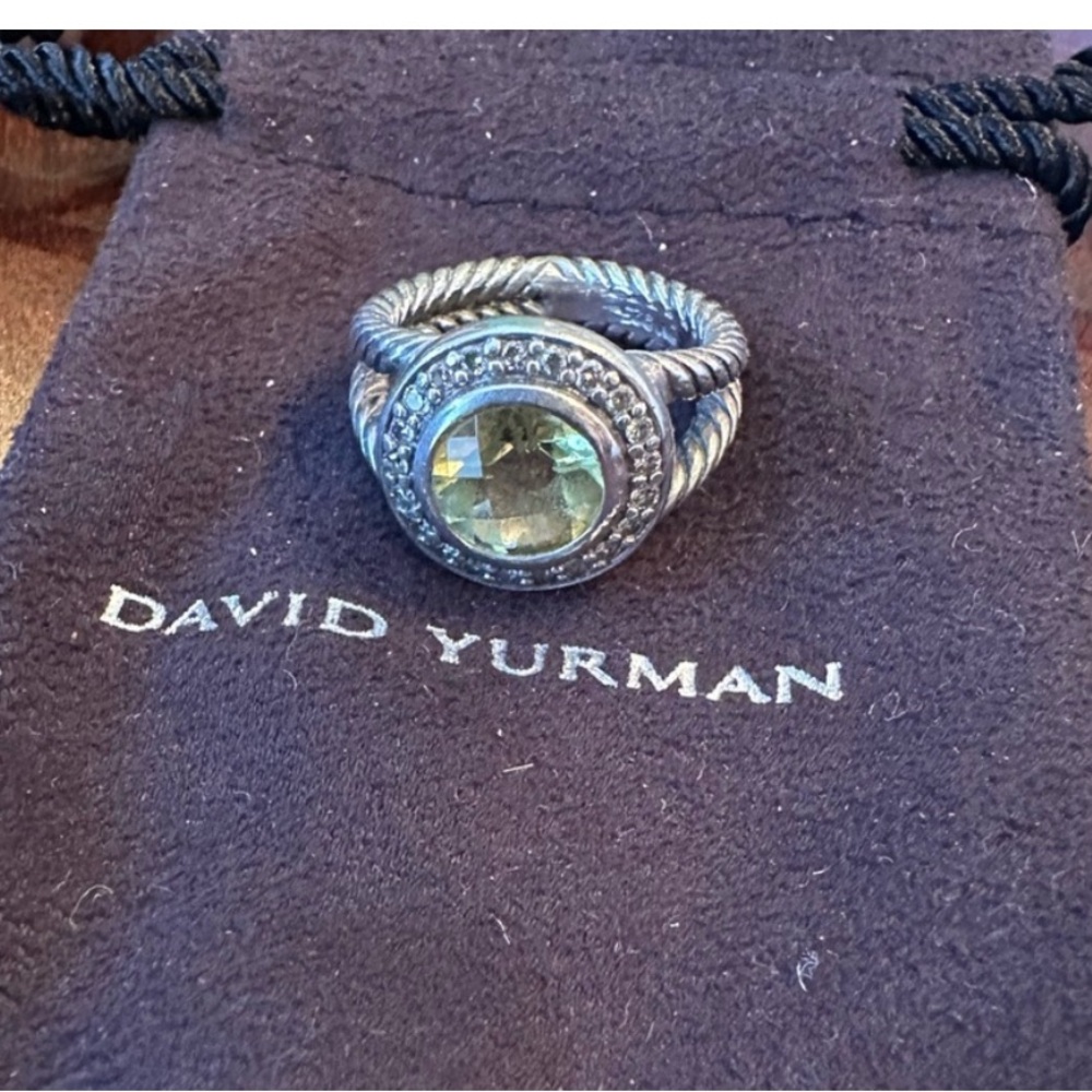 David Yurman Prasiolite and diamond Sterling Silver Ring, Sz 5